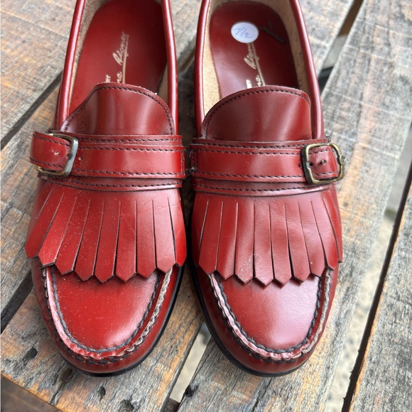 Etienne Aigner Burgundy Leather Fringe Loafer’s - Picture 1 of 7